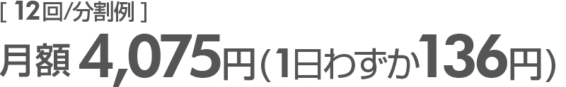 月額4,075円(1日わずか136円)12回分割例