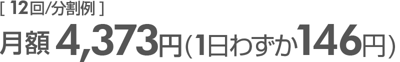 月額4,373円(1日わずか146円)12回分割例